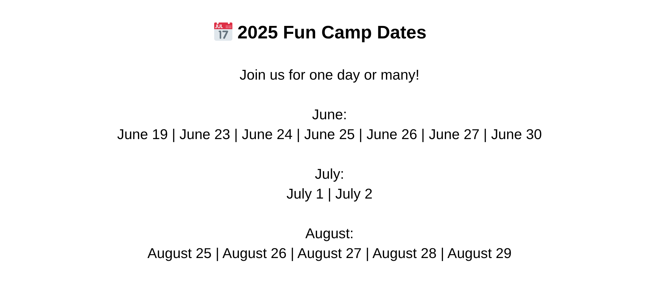 fun camp dates for website final